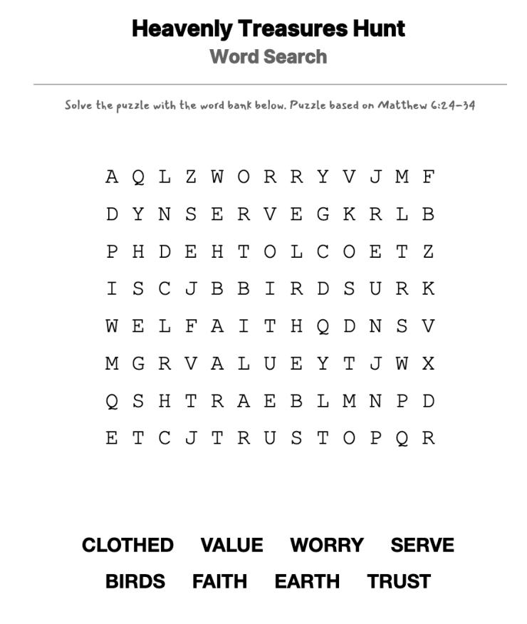 Don't Worry word-search